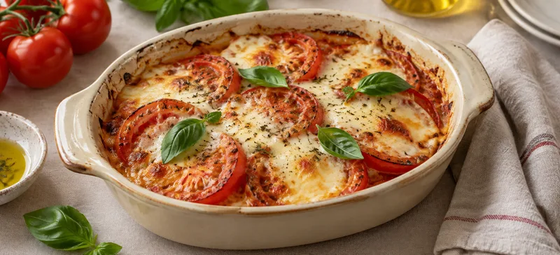 Gratin de tomates et de mozzarella dorée