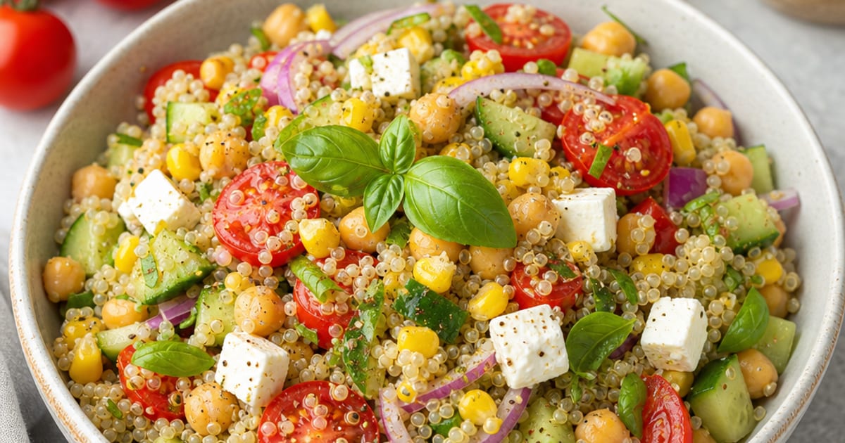 Salade d’été complète au quinoa, pois chiches et feta