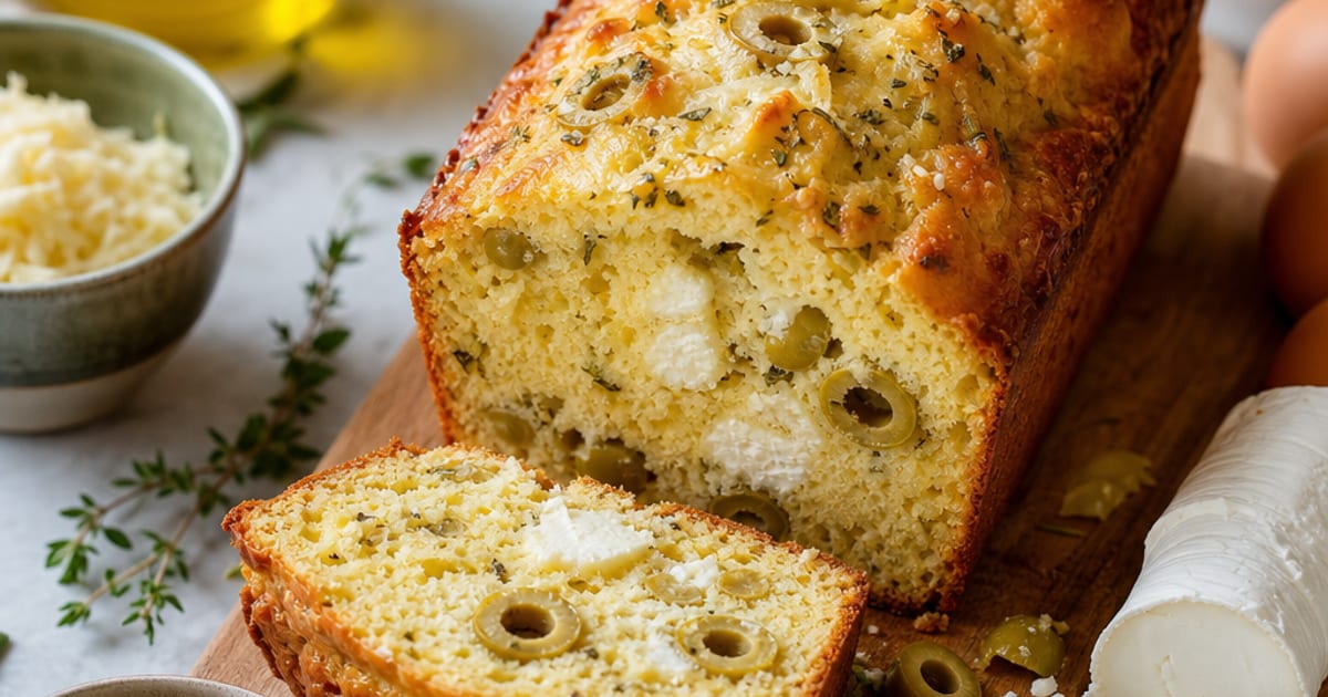 Cake aux olives vertes et chèvre