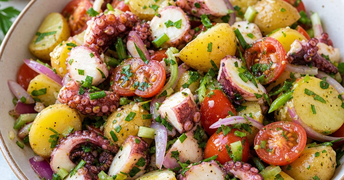 Salade estivale de poulpe, pommes de terre et citron