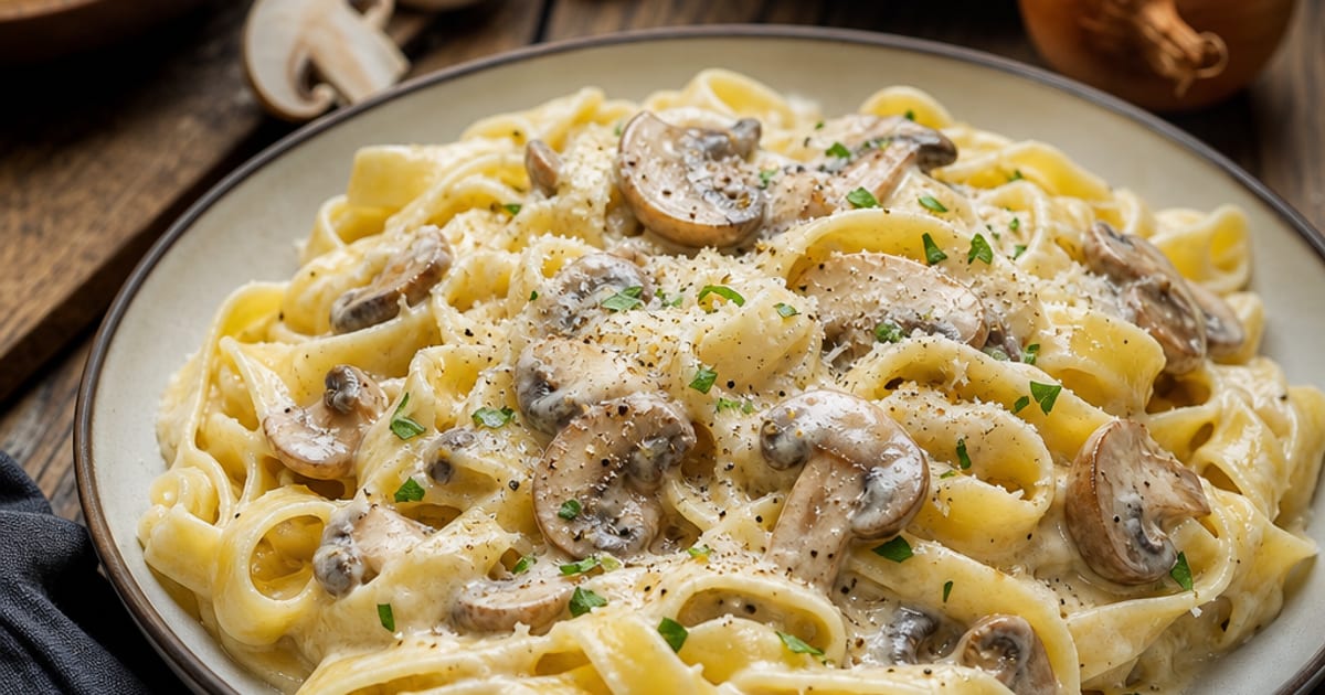 Pâtes à la crème et aux champignons