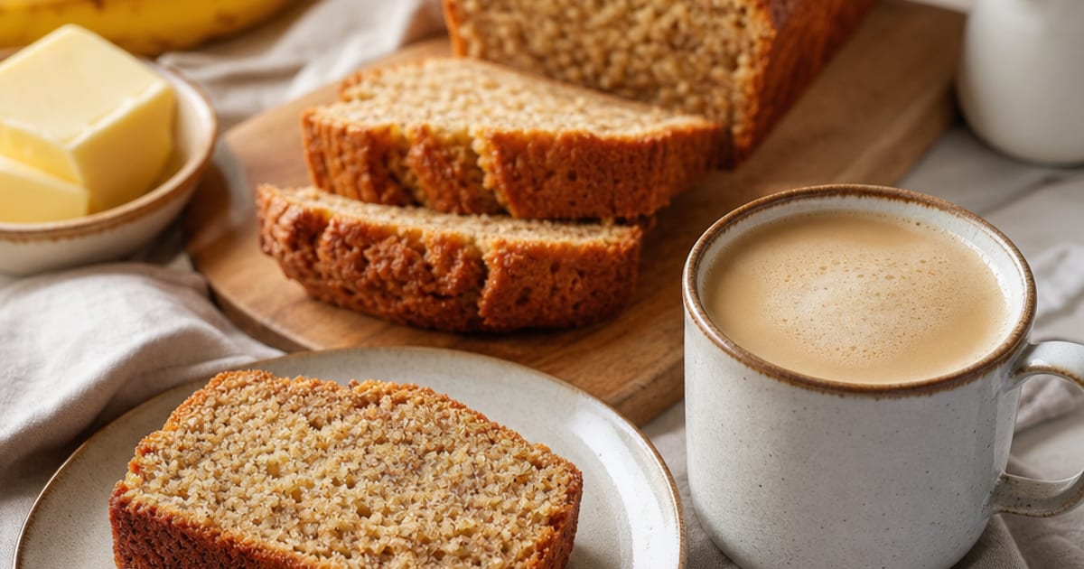 Banana bread simple et café au lait