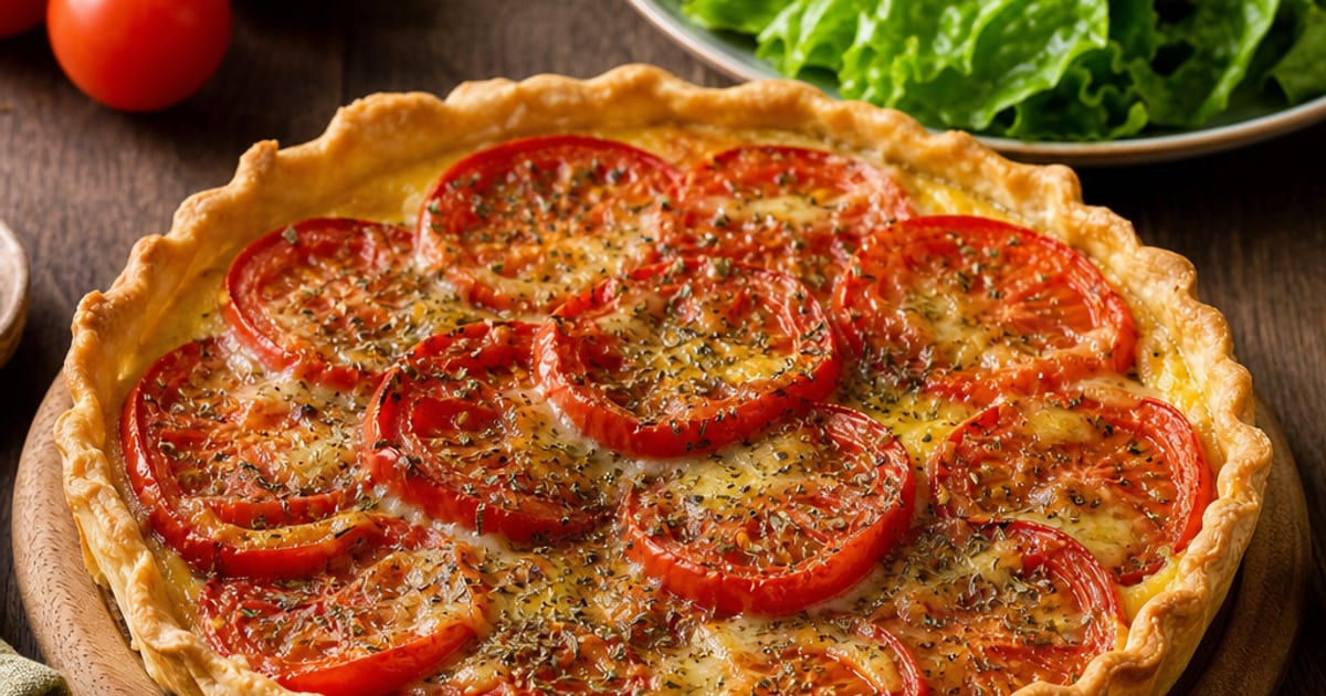 Tarte à la tomate et salade verte