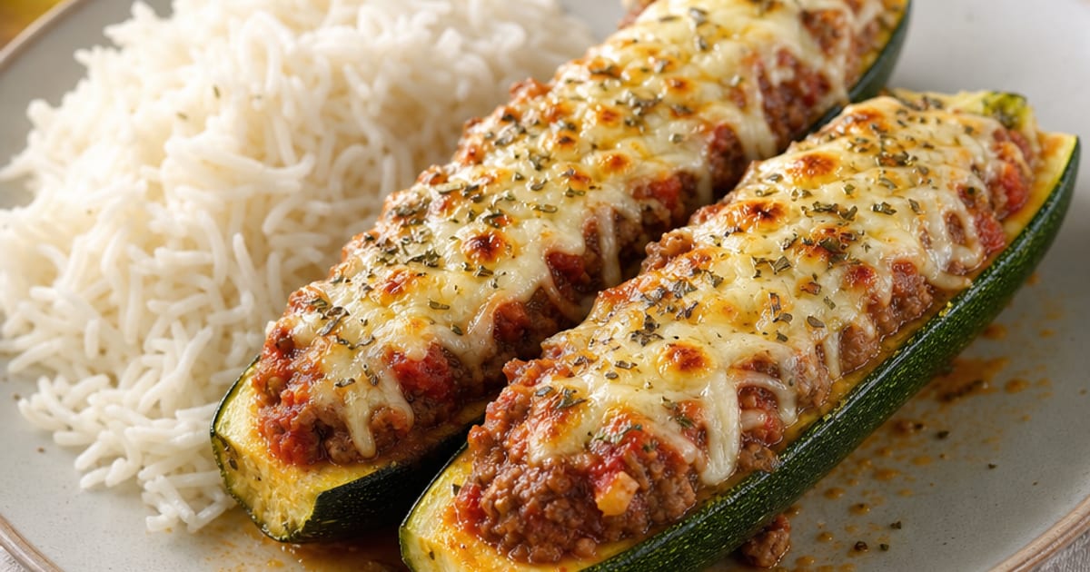 Courgettes farcies simples et riz basmati