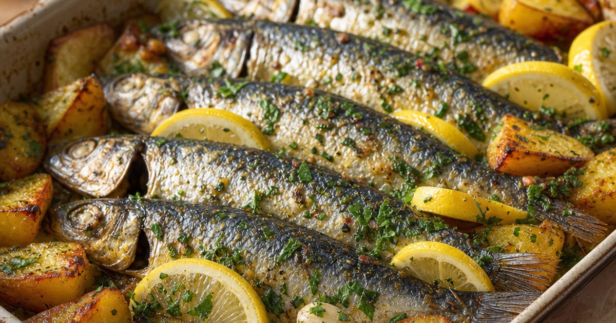 Sardines au four citron-persil et pommes de terre rôties