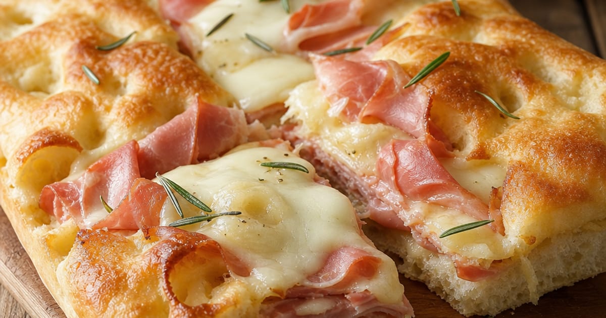 Focaccia moelleuse mozzarella et jambon italien