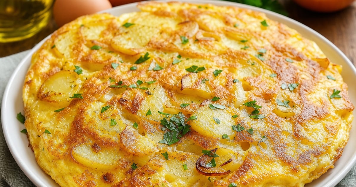 Omelette paysanne aux pommes de terre et oignons