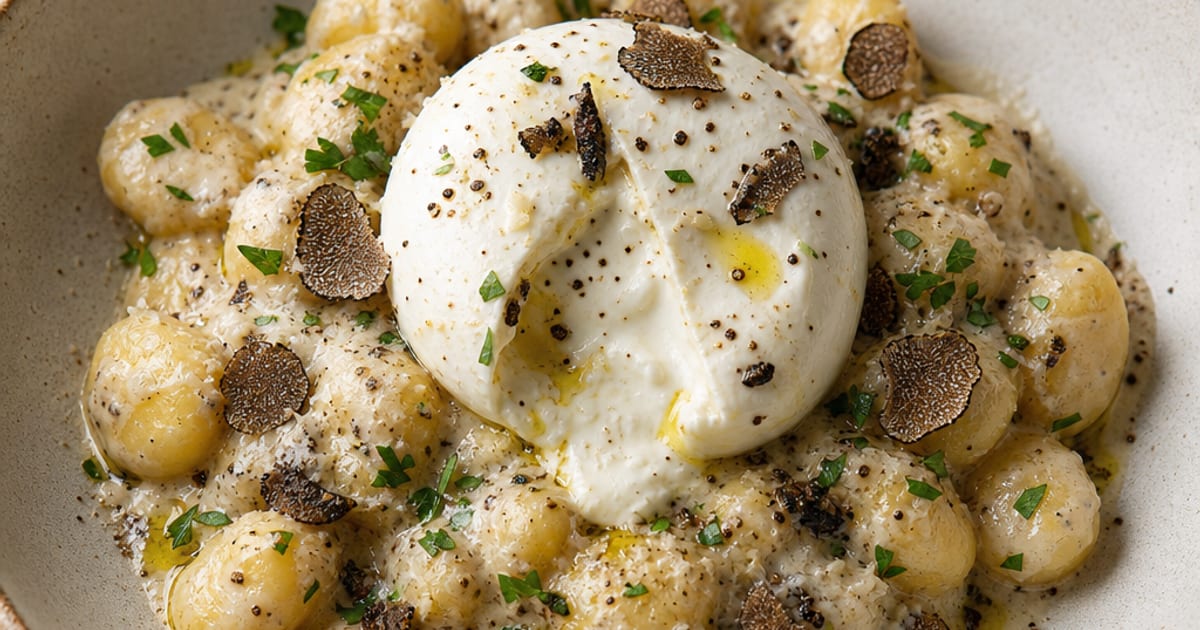 Gnocchis à la crème de truffe et burrata
