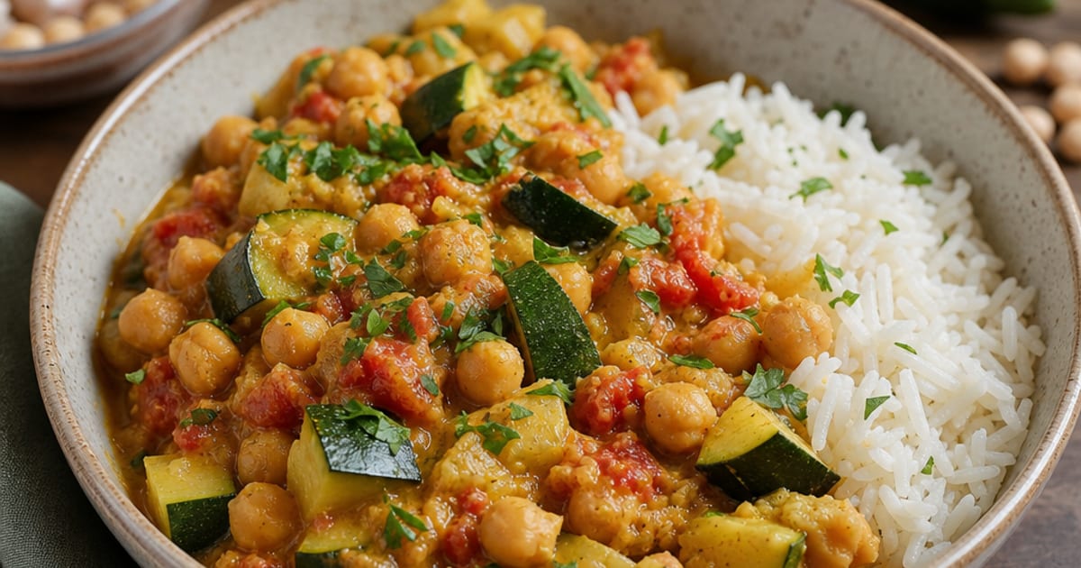 Mijoté de pois chiches aux courgettes et riz