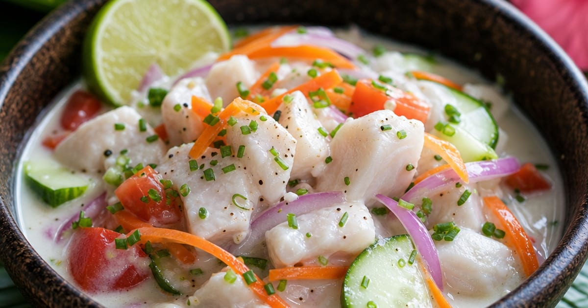 Salade tahitienne au poisson cru et lait de coco