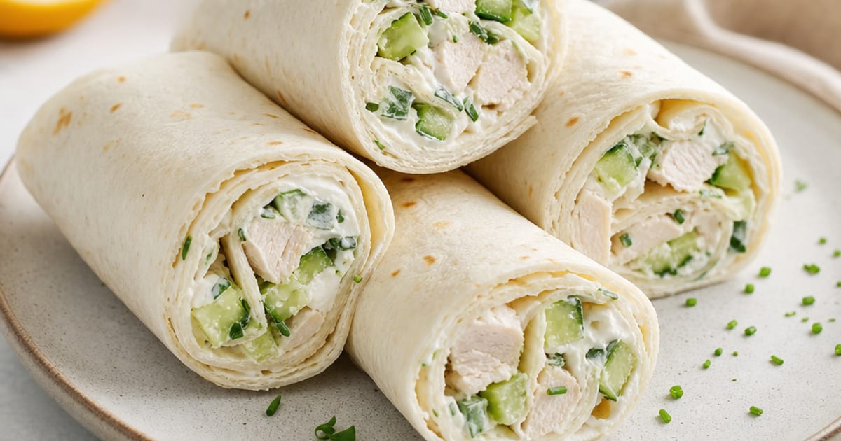 Wraps froids au poulet, concombre et fromage frais