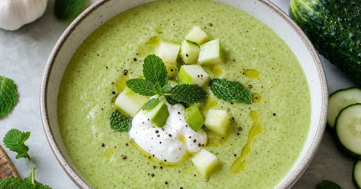 Gaspacho concombre, pomme verte et yaourt grec