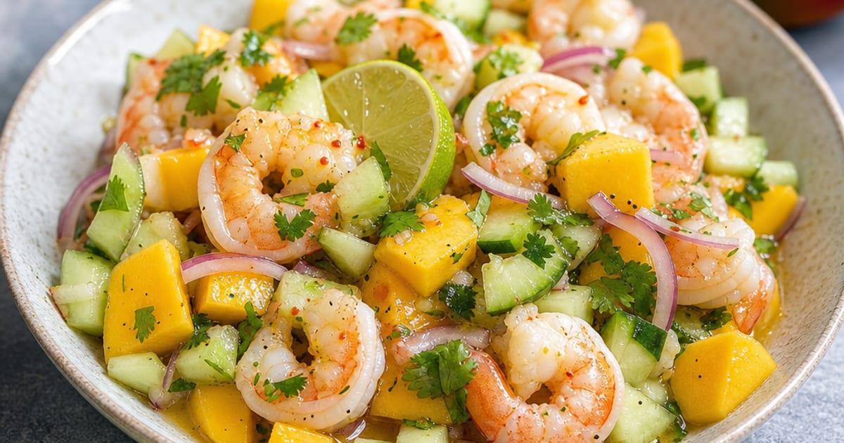Ceviche de crevettes, mangue et citron vert