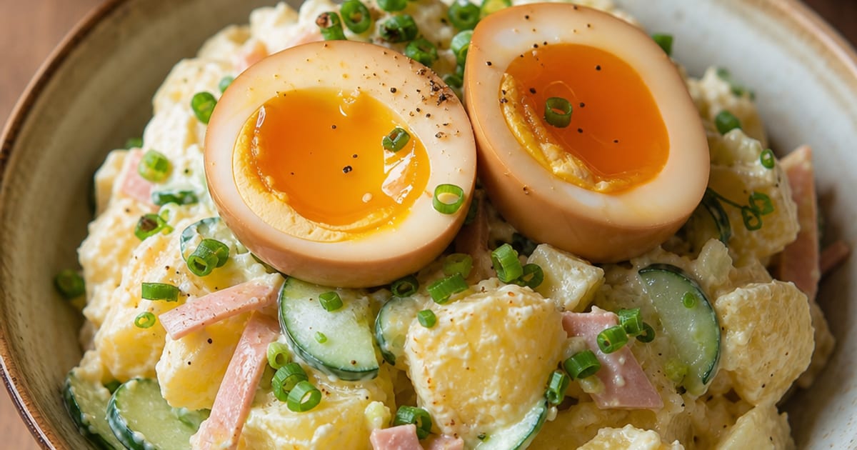 Salade de pommes de terre japonaise aux œufs mollets marinés