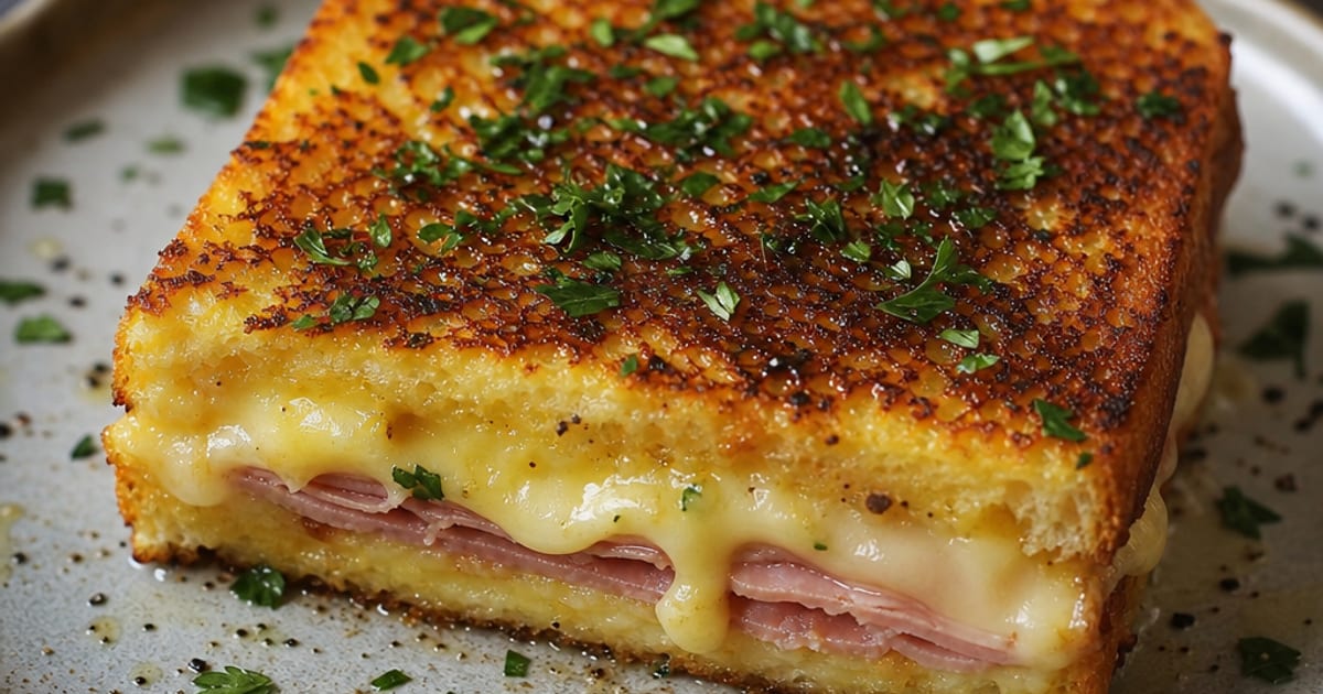 Pain perdu salé façon croque à la truffe et au comté