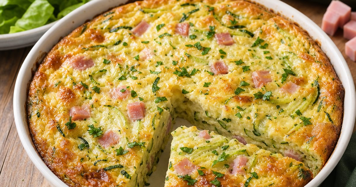 Clafoutis de courgettes au jambon et fromage