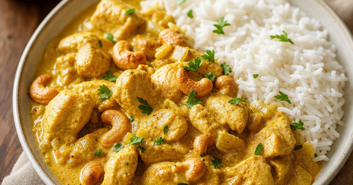 Poulet coco aux noix de cajou et riz