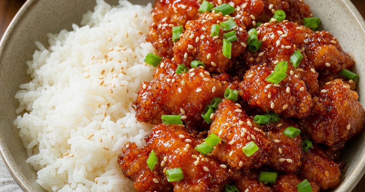 Poulet frit à la coréenne avec riz
