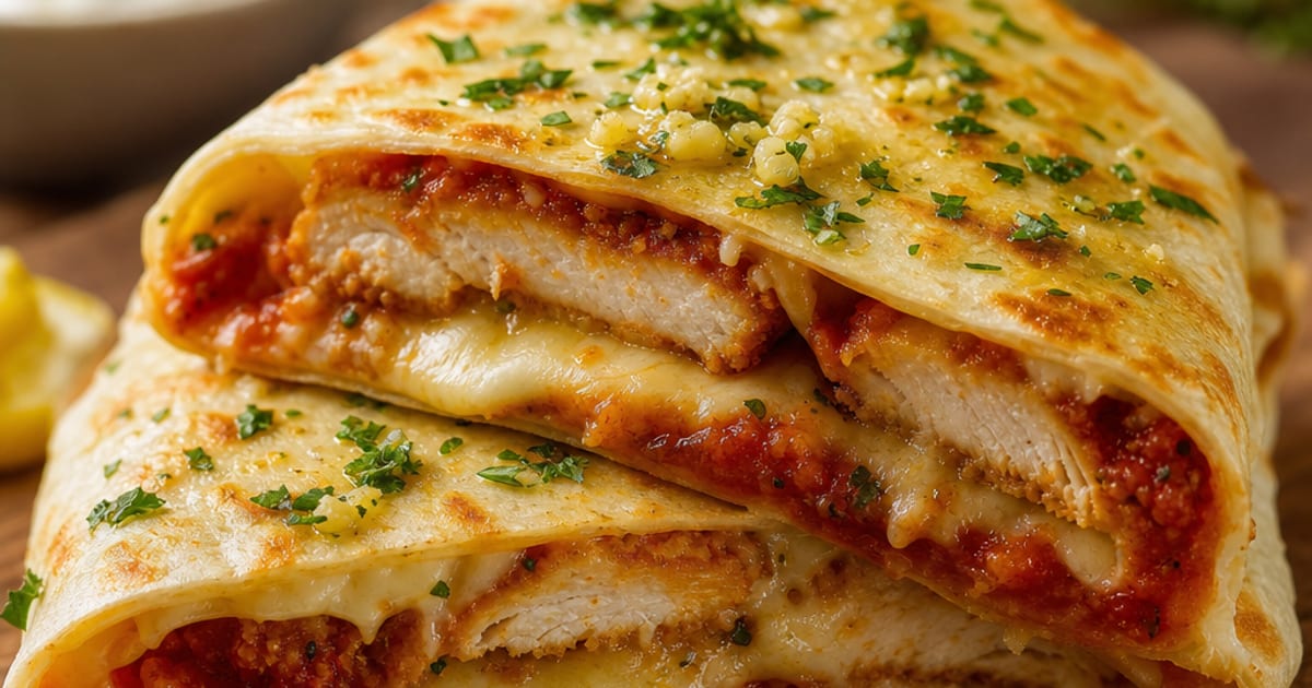 Garlic Butter Chicken Parm Folded Wrap