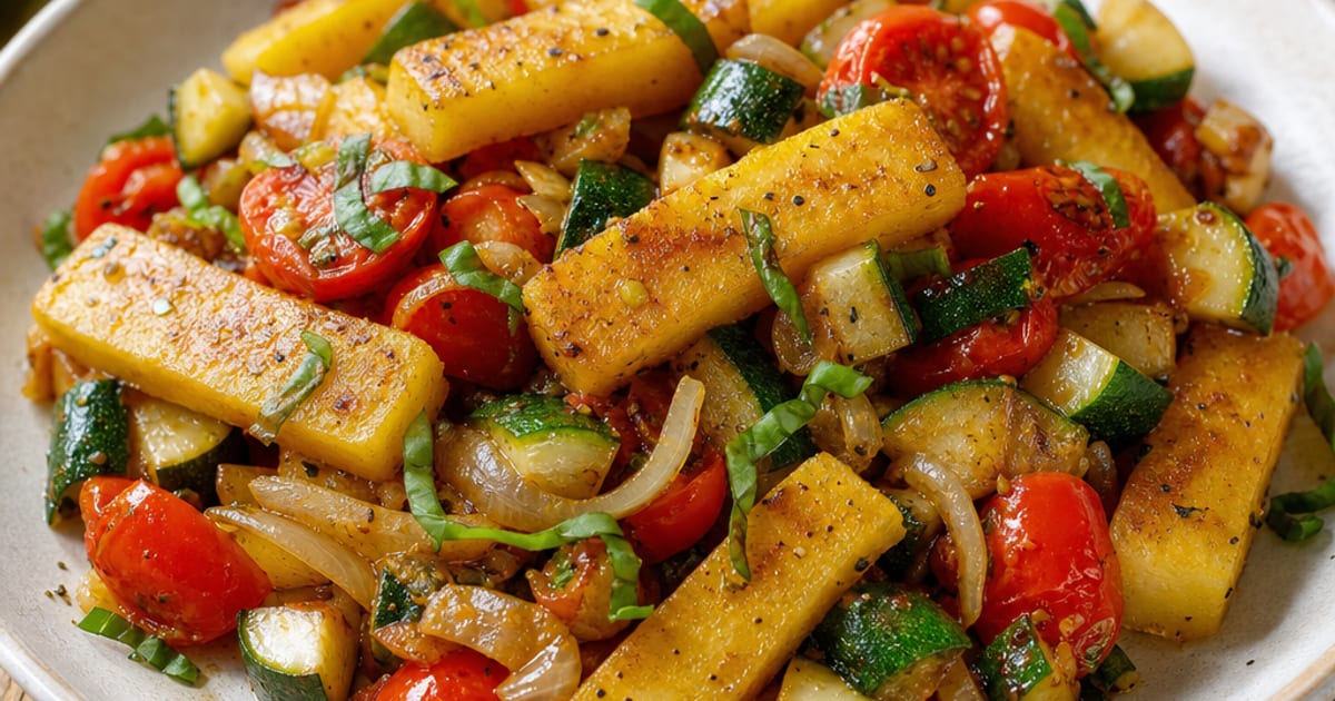 Panisse poêlée aux légumes provençaux
